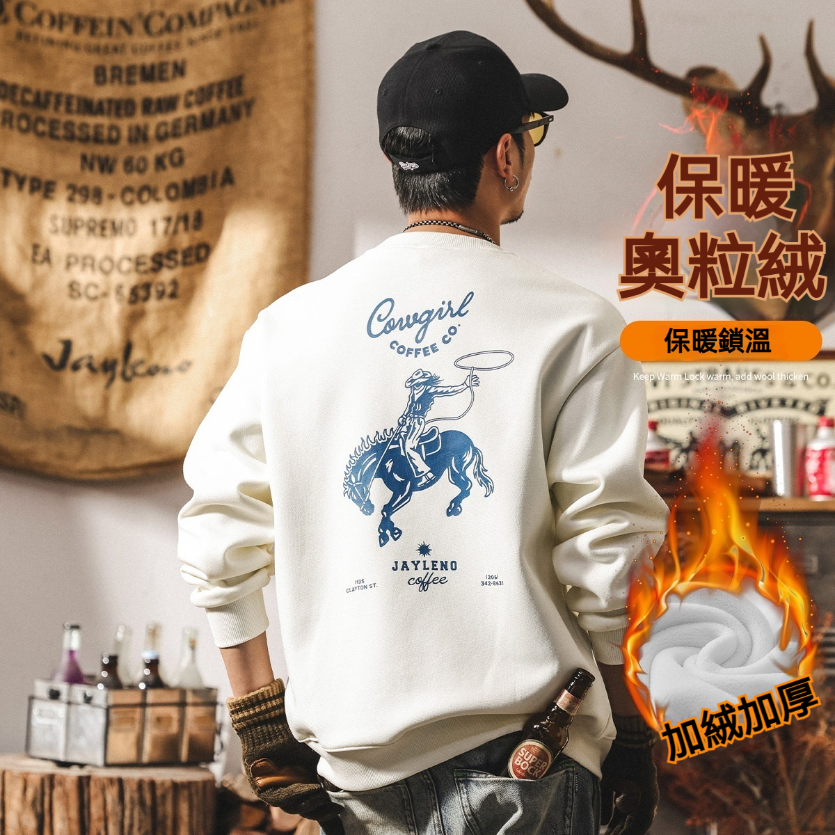 美式復古重磅加絨衛衣男款加厚冬季2025新款潮牌寬鬆男士紅色上衣