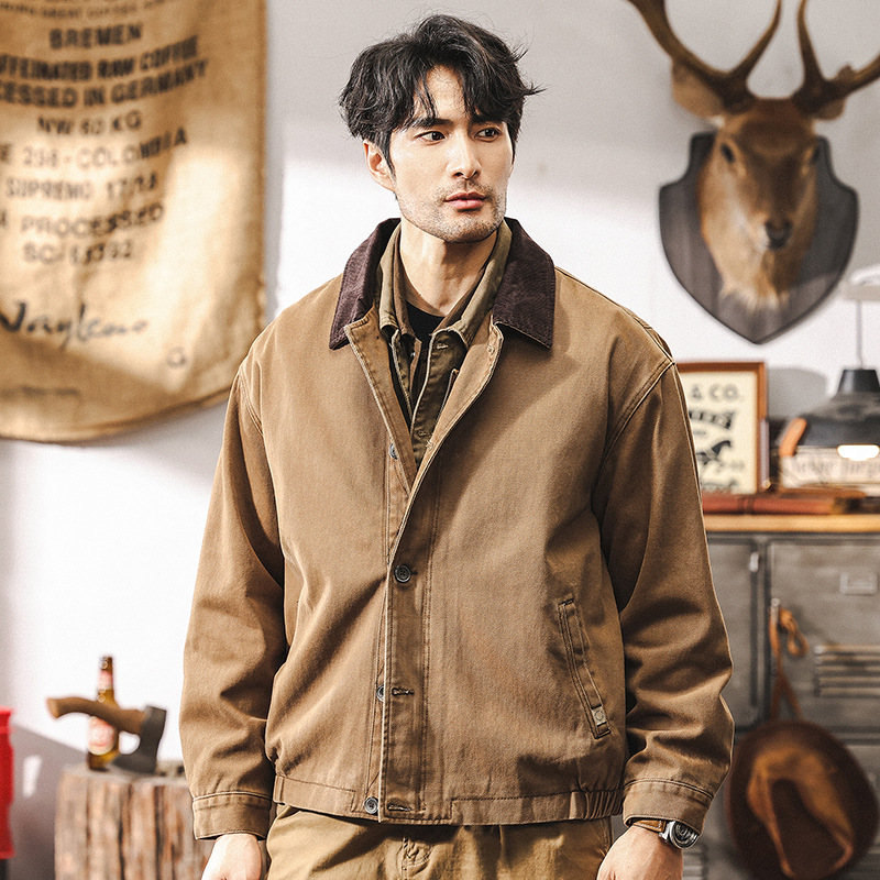 美式復古重磅工裝外套男秋冬款經典N-1甲板服阿美咔嘰休閒夾克男