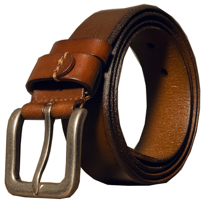 手工皮帶男潮頭層牛皮針扣皮帶簡約休閒真皮腰帶復古褲帶男士皮帶