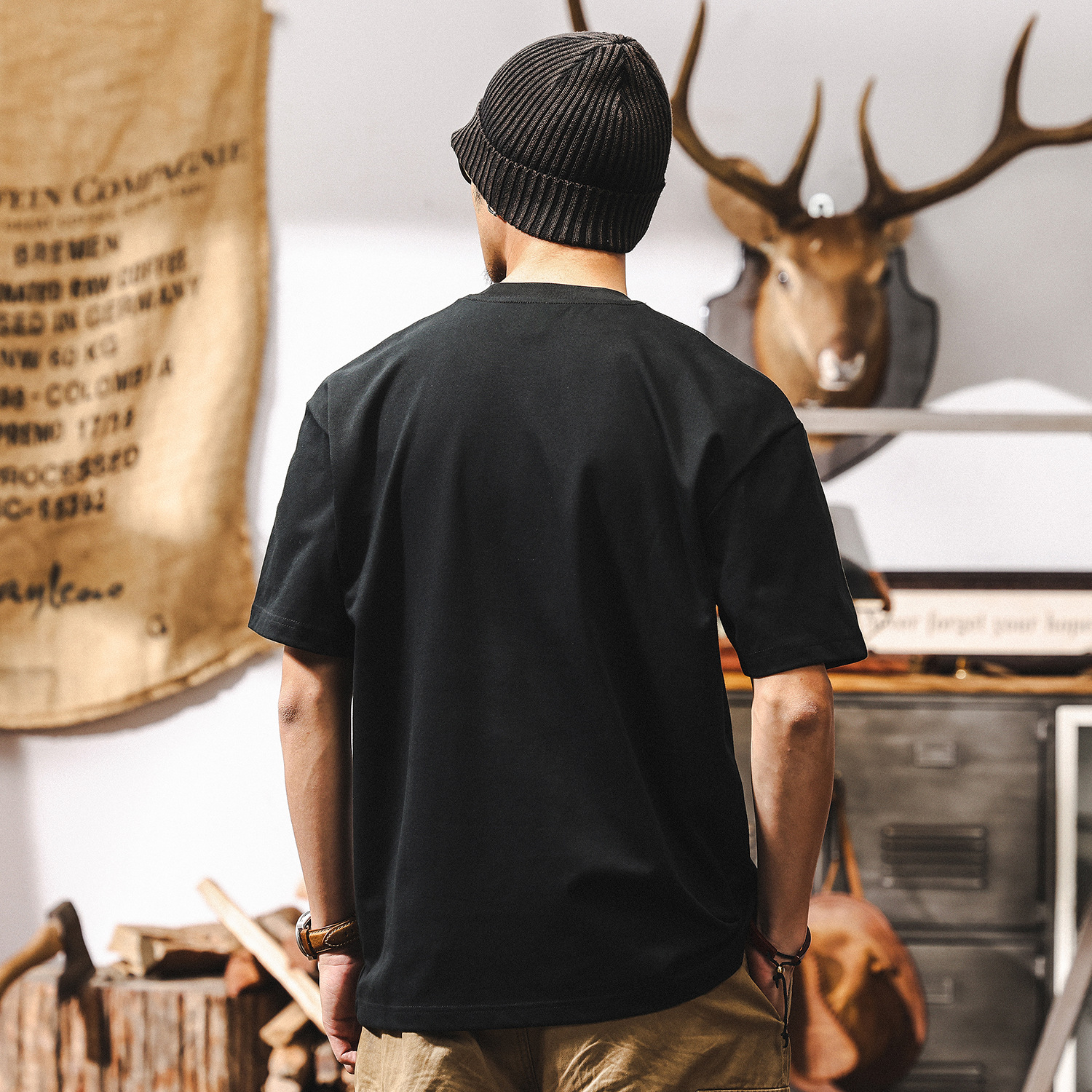 【7A抗菌除蟎】夏季涼感T恤男短袖寬鬆美式潮牌拼接設計男士上衣