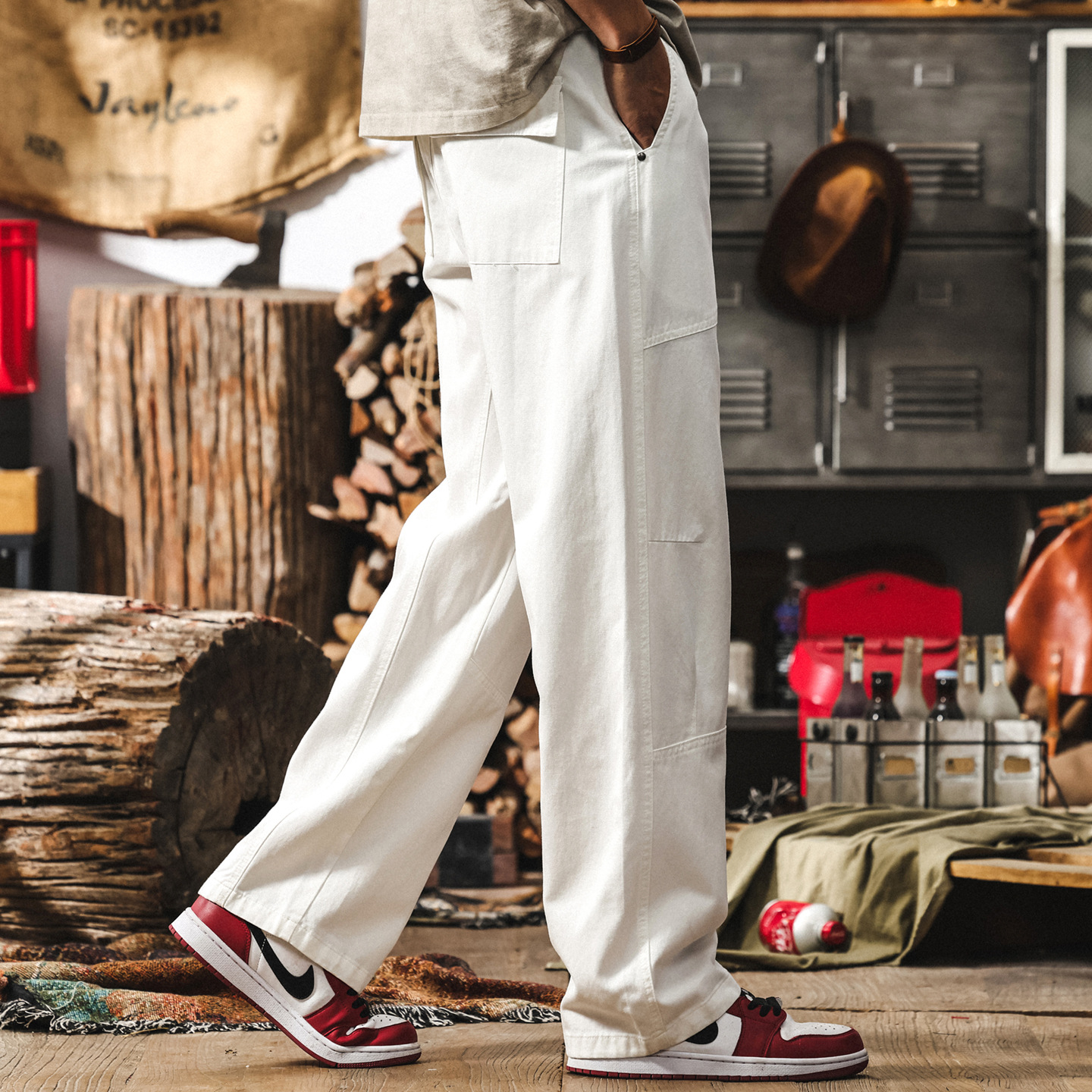 萊賽爾天絲薄款鬆弛感男褲子夏季寬鬆直筒闊腿褲男士垂感休閒長褲