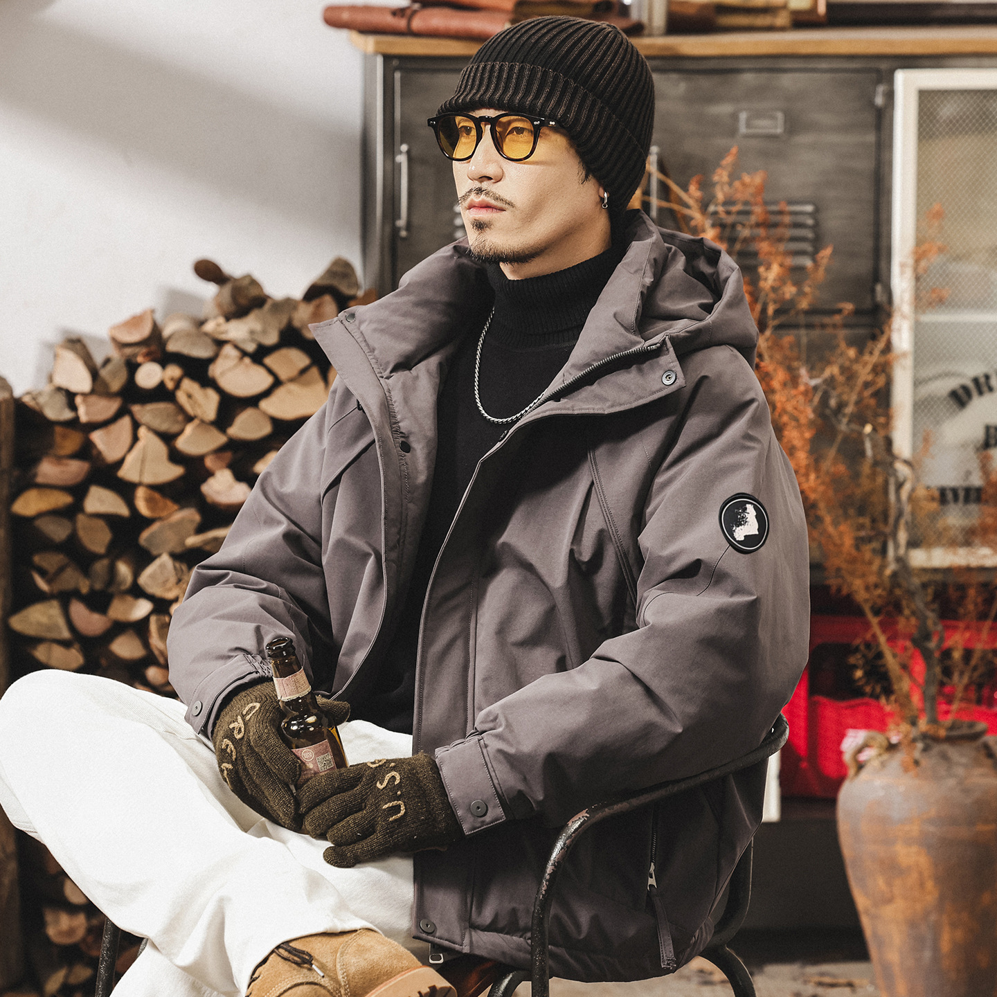 美式復古90鴨絨工裝羽絨服男冬季潮牌新款戶外連帽加厚保暖外套男