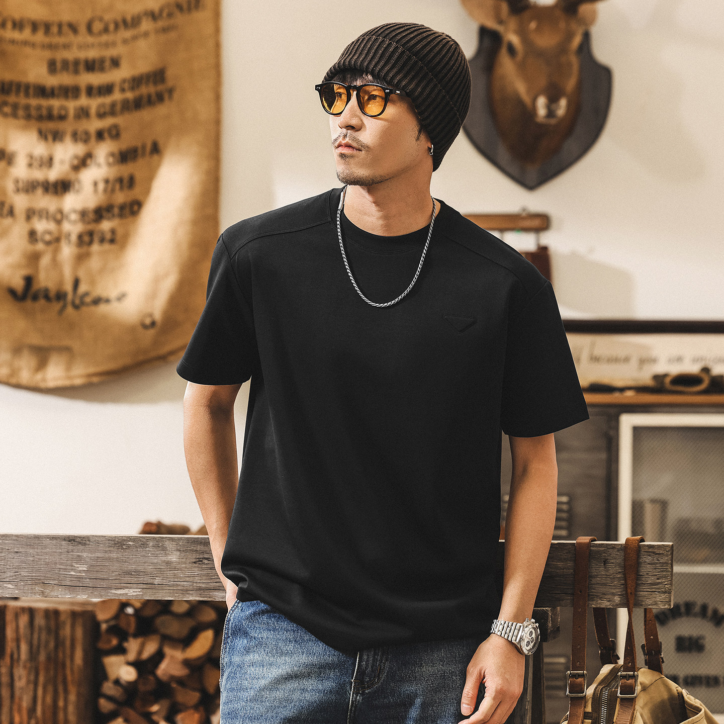 果凍棉絲滑軟糯莫代爾T恤男短袖男款夏季260重磅寬鬆休閒男士上衣