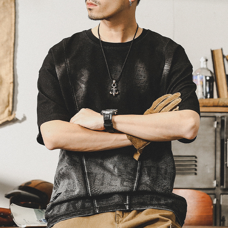 杰雷諾美式重磅T恤男短袖夏季扎染漸變潮牌寬鬆大碼做舊水洗半袖