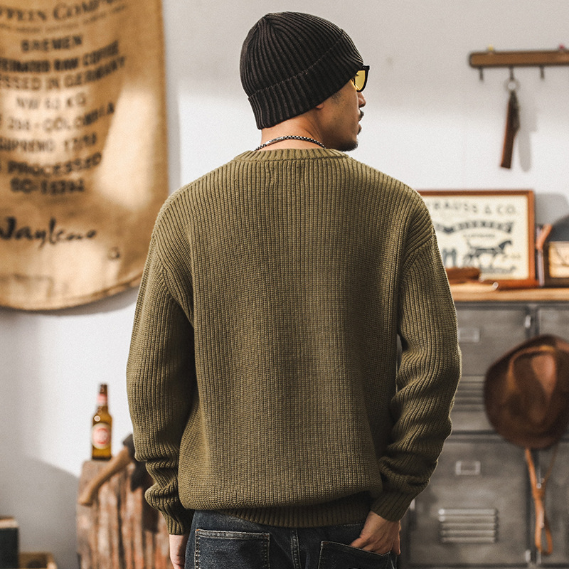 美式重磅復古毛衣男秋冬款簡約慵懶冬季加厚毛線衫外套男士針織衫