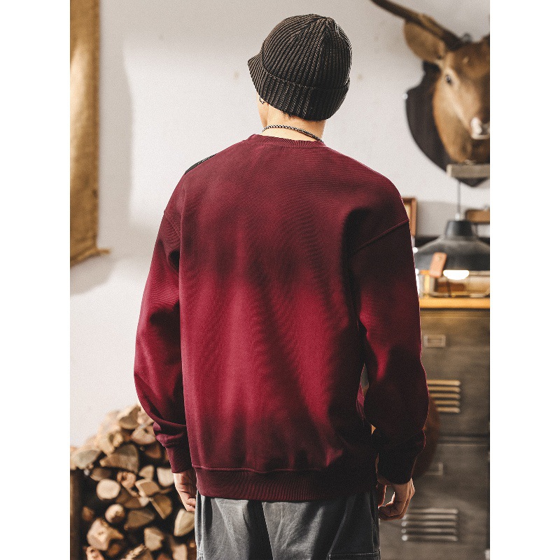 美式復古髒染潮流重磅男士衛衣秋季2025新款安可拉紅寬鬆大碼上衣