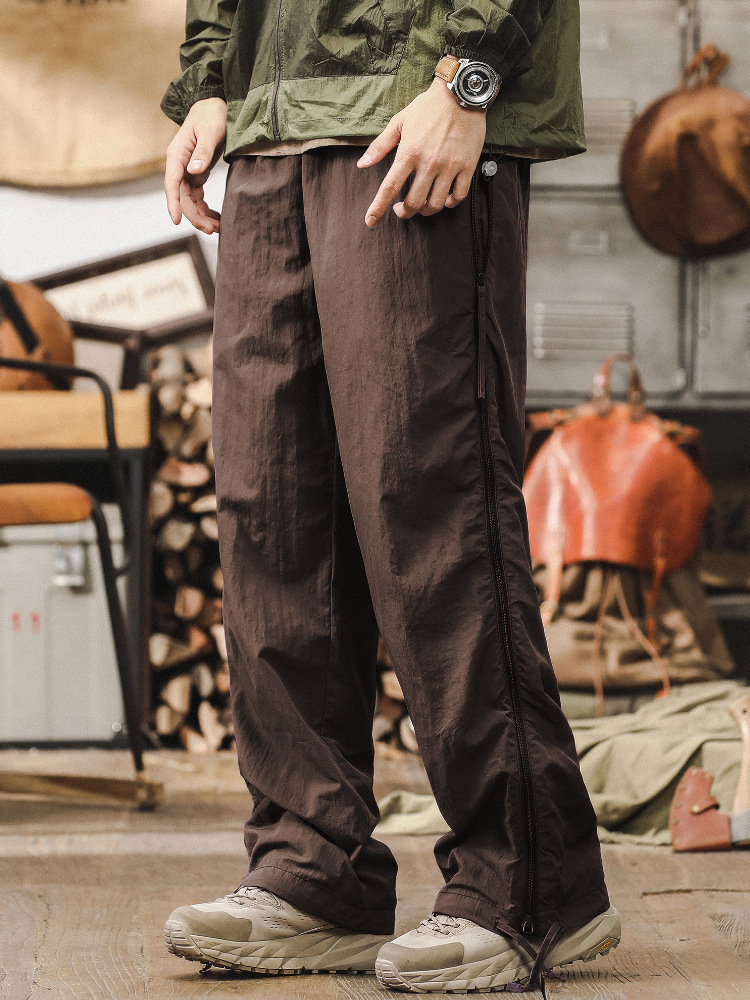 杰雷諾美式休閒褲男寬鬆潮牌微闊直筒褲子男春秋季戶外速乾褲男款