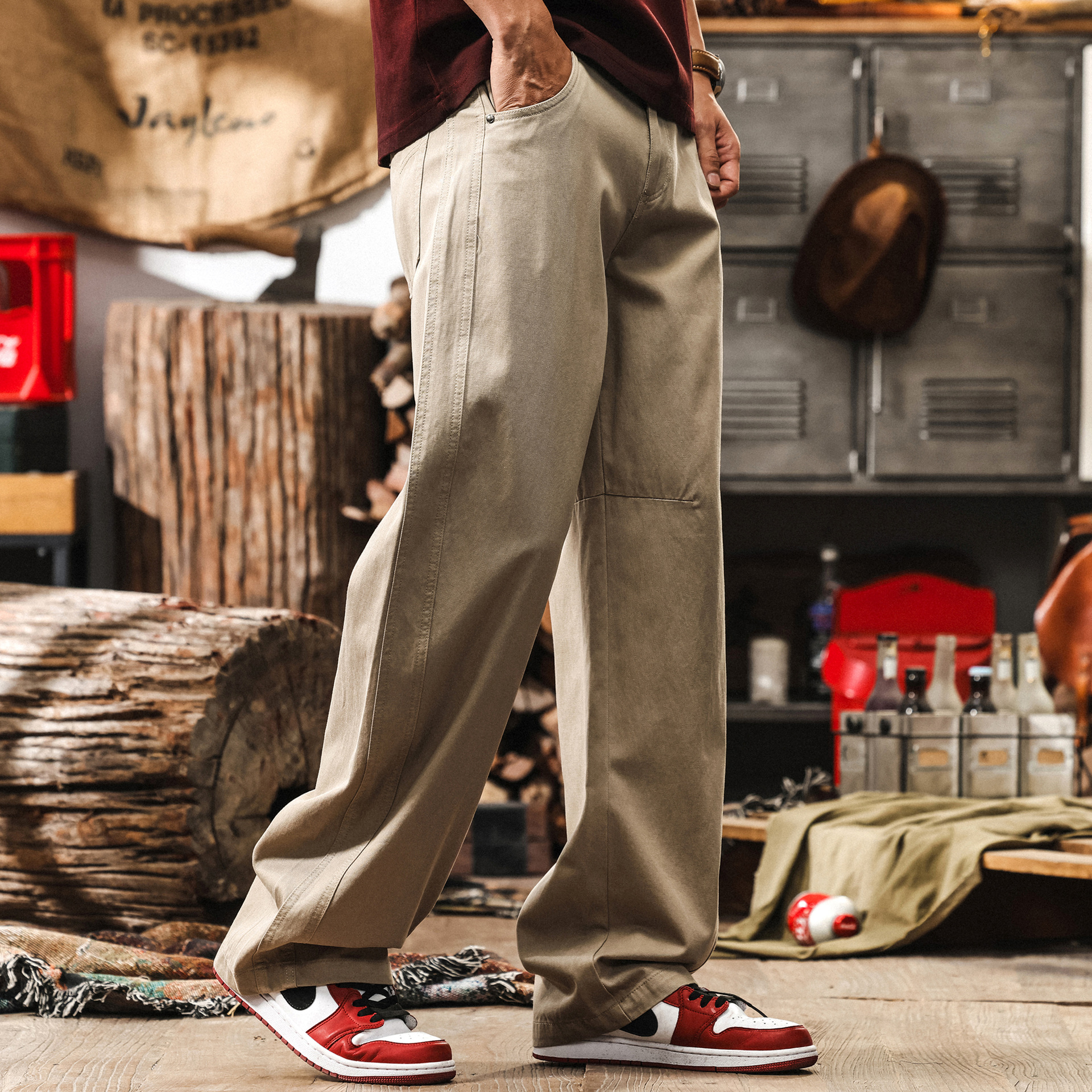 萊賽爾天絲夏季薄款休閒褲男2025新款寬鬆闊腿褲男垂感直筒長褲子