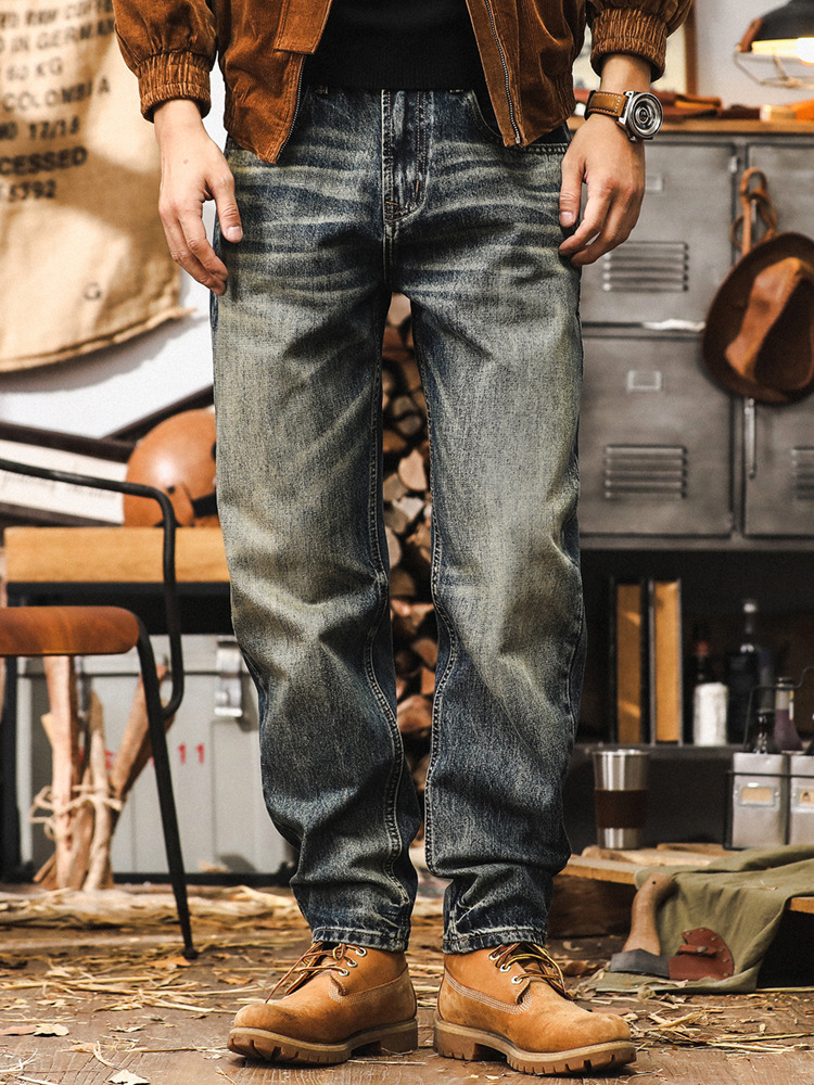 美式經典復古秋季牛仔褲男款直筒寬鬆2024新款休閒長褲潮牌褲子男