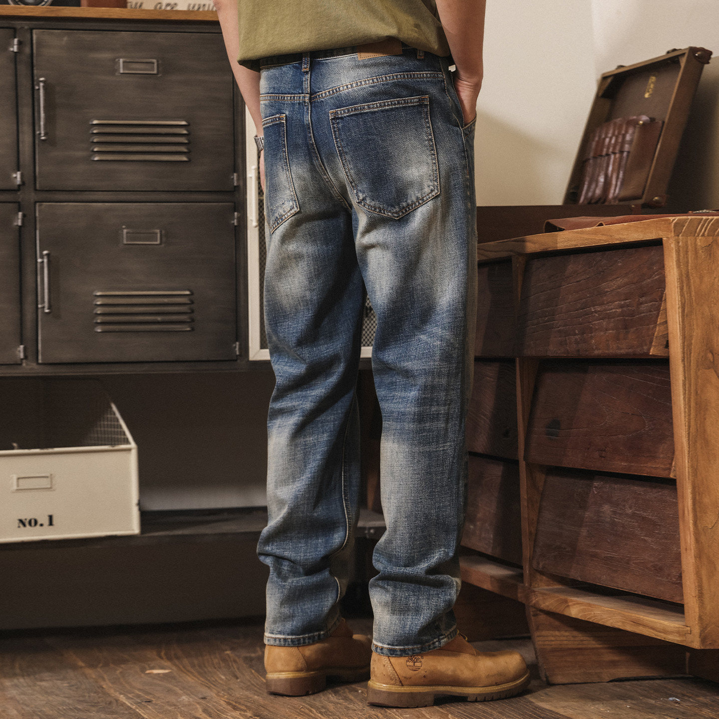 美式復古磨白水洗牛仔褲男直筒2026新款潮牌男褲寬鬆男士休閒長褲