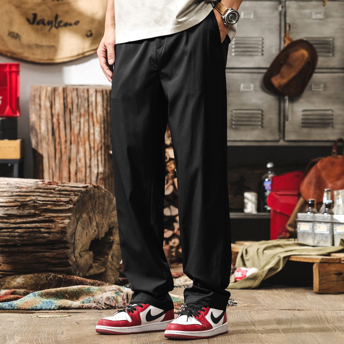 高級感銅氨絲冰絲涼感薄款褲子男士夏季2025新款輕商務直筒休閒褲