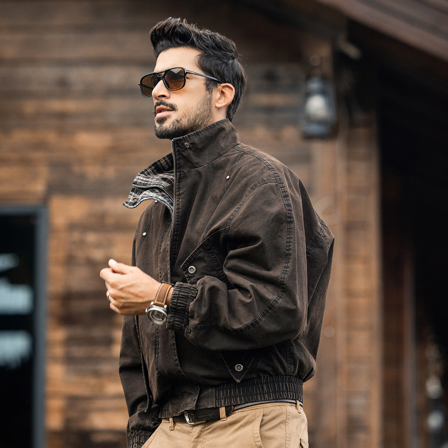 美式重磅復古飛行工裝夾克男春季新款寬鬆機車服帥氣短款男士外套