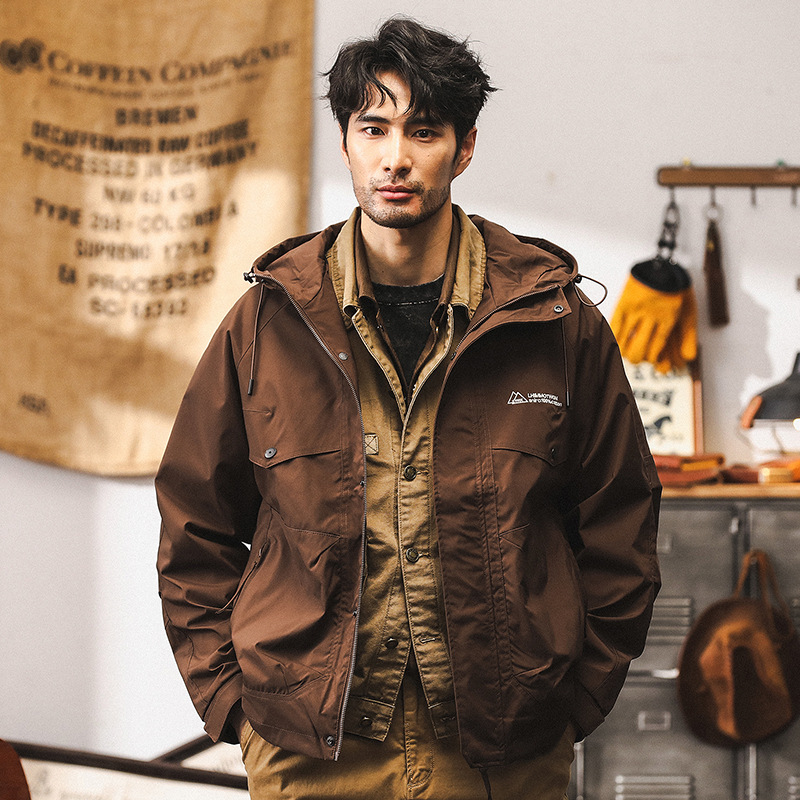 美式復古工裝外套男春秋款潮牌山系戶外衝鋒衣獵裝機能休閒夾克男
