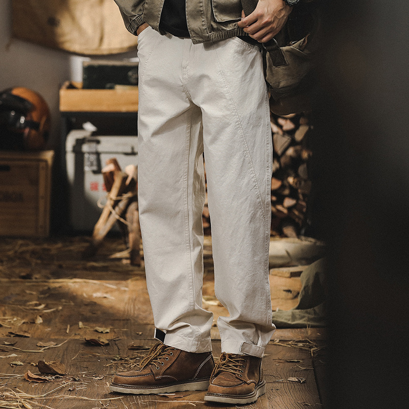 美式復古工裝褲子男2024年春季新款城市戶外寬鬆直筒休閒長褲男潮