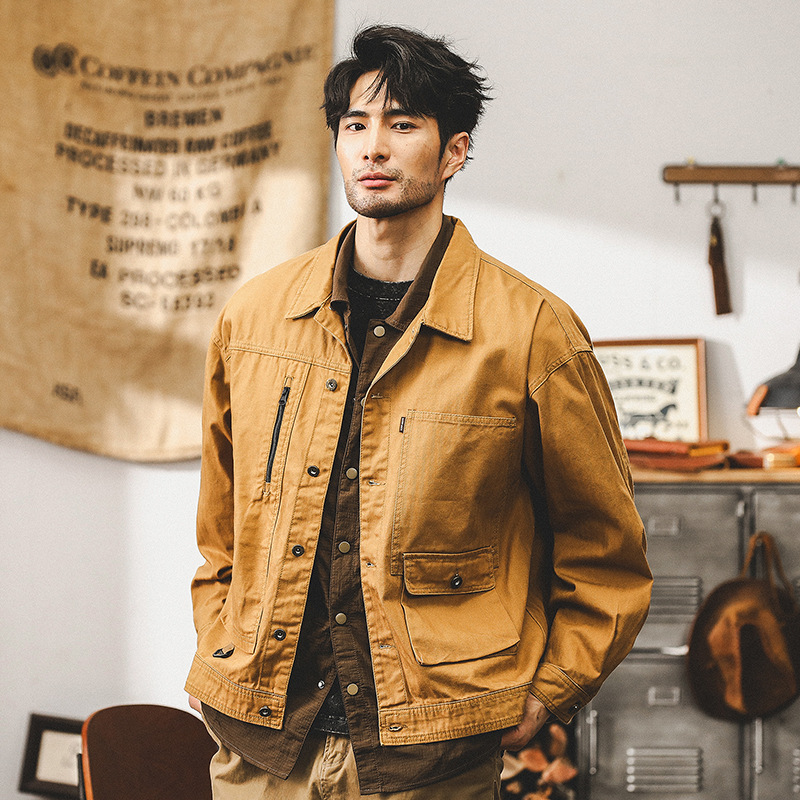 傑雷諾美式複古多口袋工裝夾克男春秋潮牌重磅寬松休閑外套男秋季