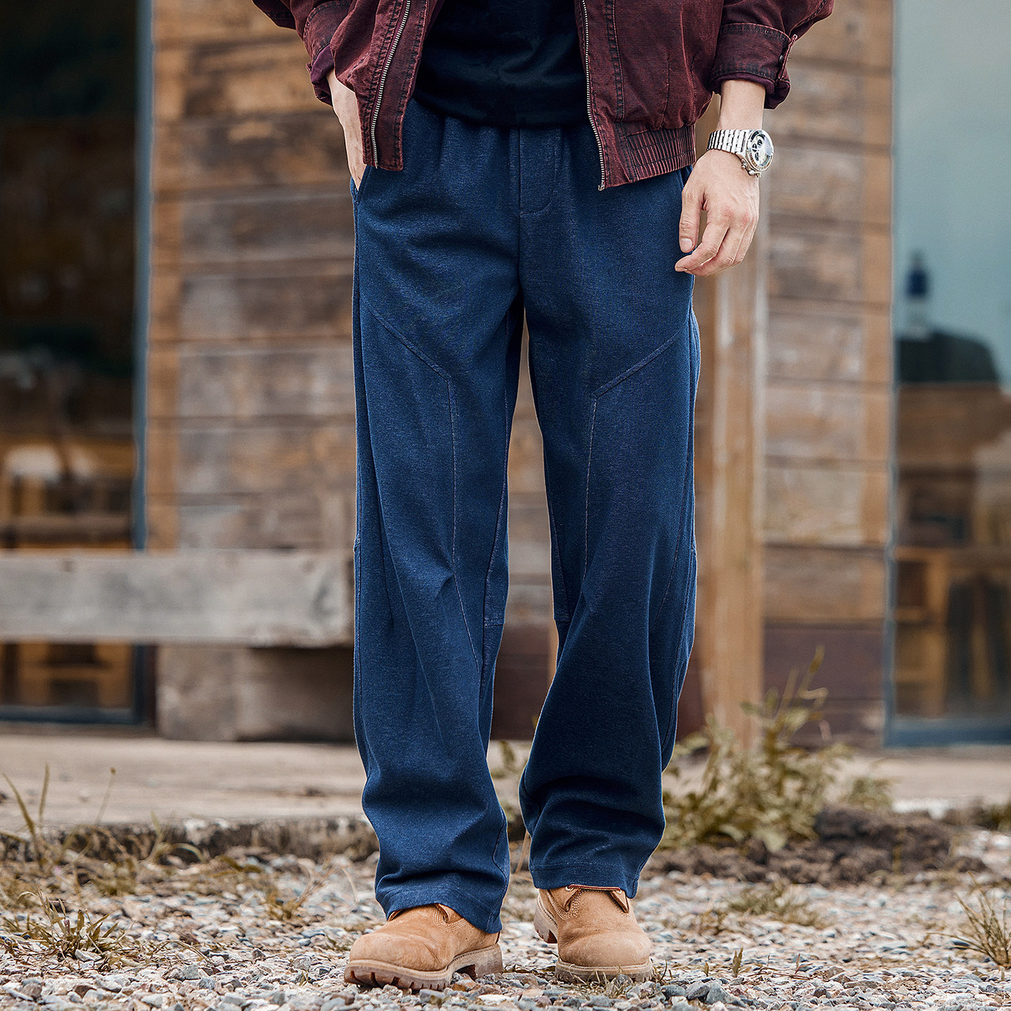 美式復古重磅40支針織衛褲男2026春季新款直筒男士褲子寬鬆休閒褲