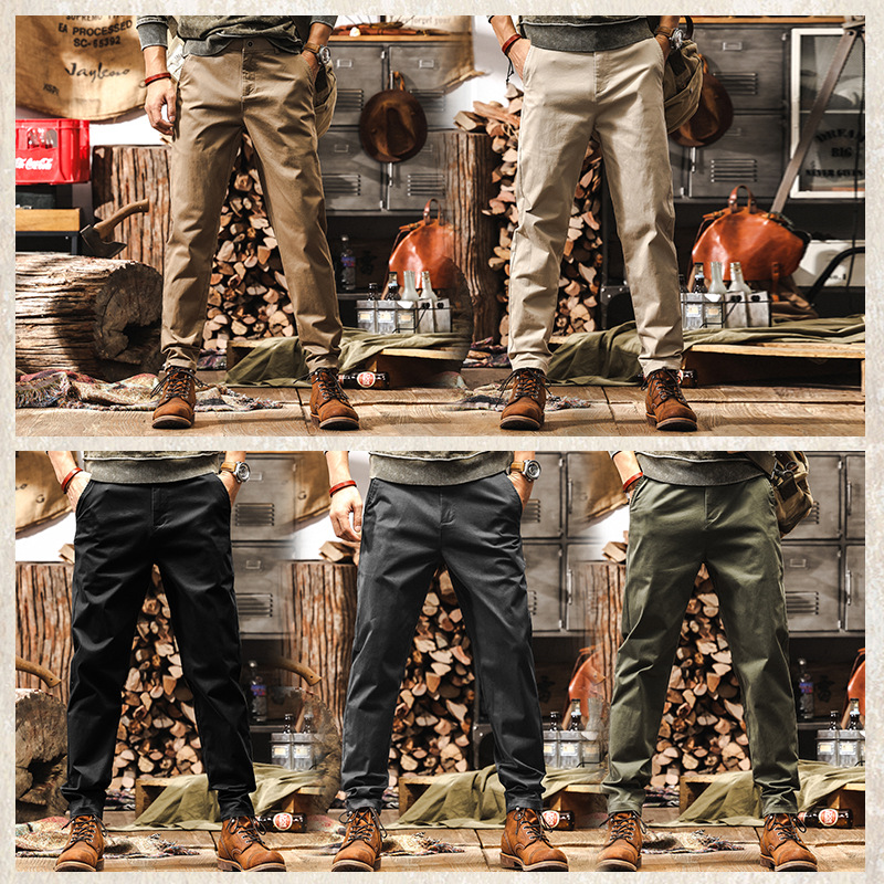 美式復古簡約休閒褲子男春季2025新款上班通勤男褲百搭寬鬆直筒褲