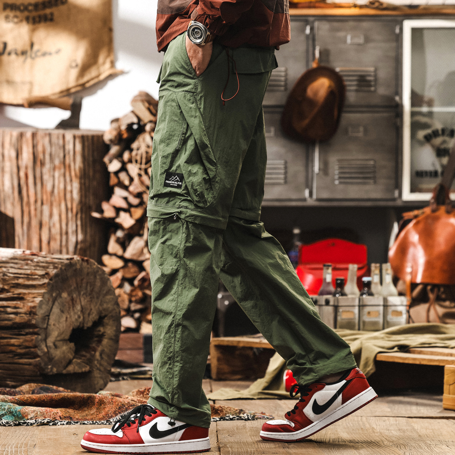 【可拆卸】山系機能工裝褲子男夏季薄款直筒速幹戶外徒步休閒褲男