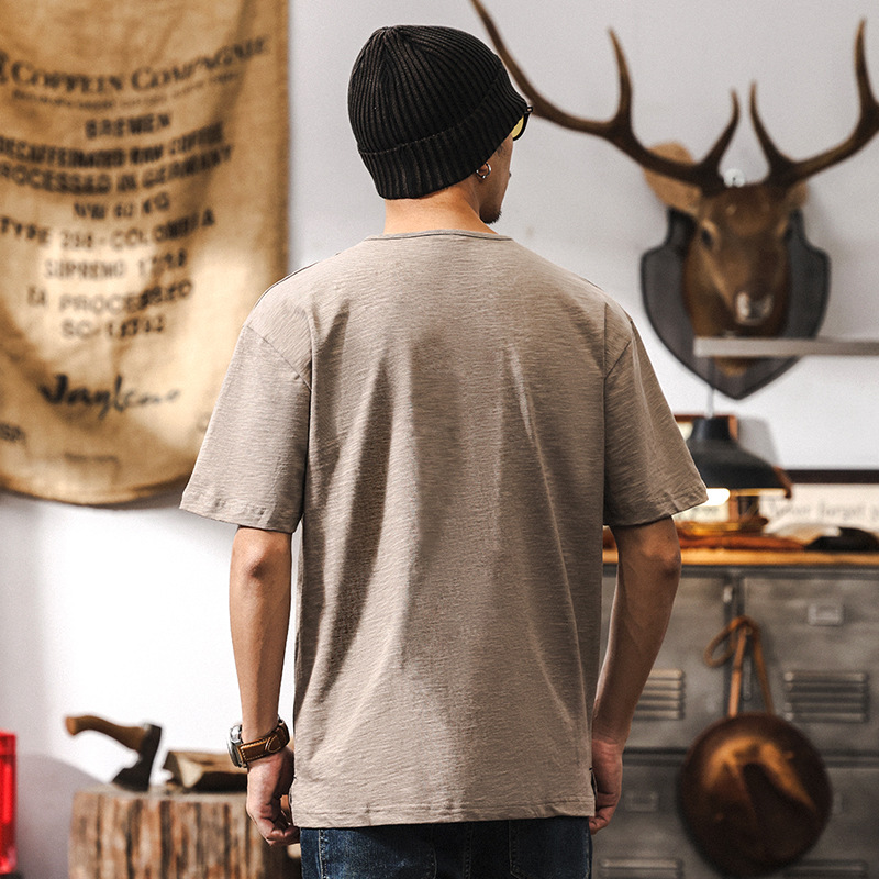 美式復古竹節肌理感短袖T恤男夏季2025新款潮流硬漢男士POLO衫