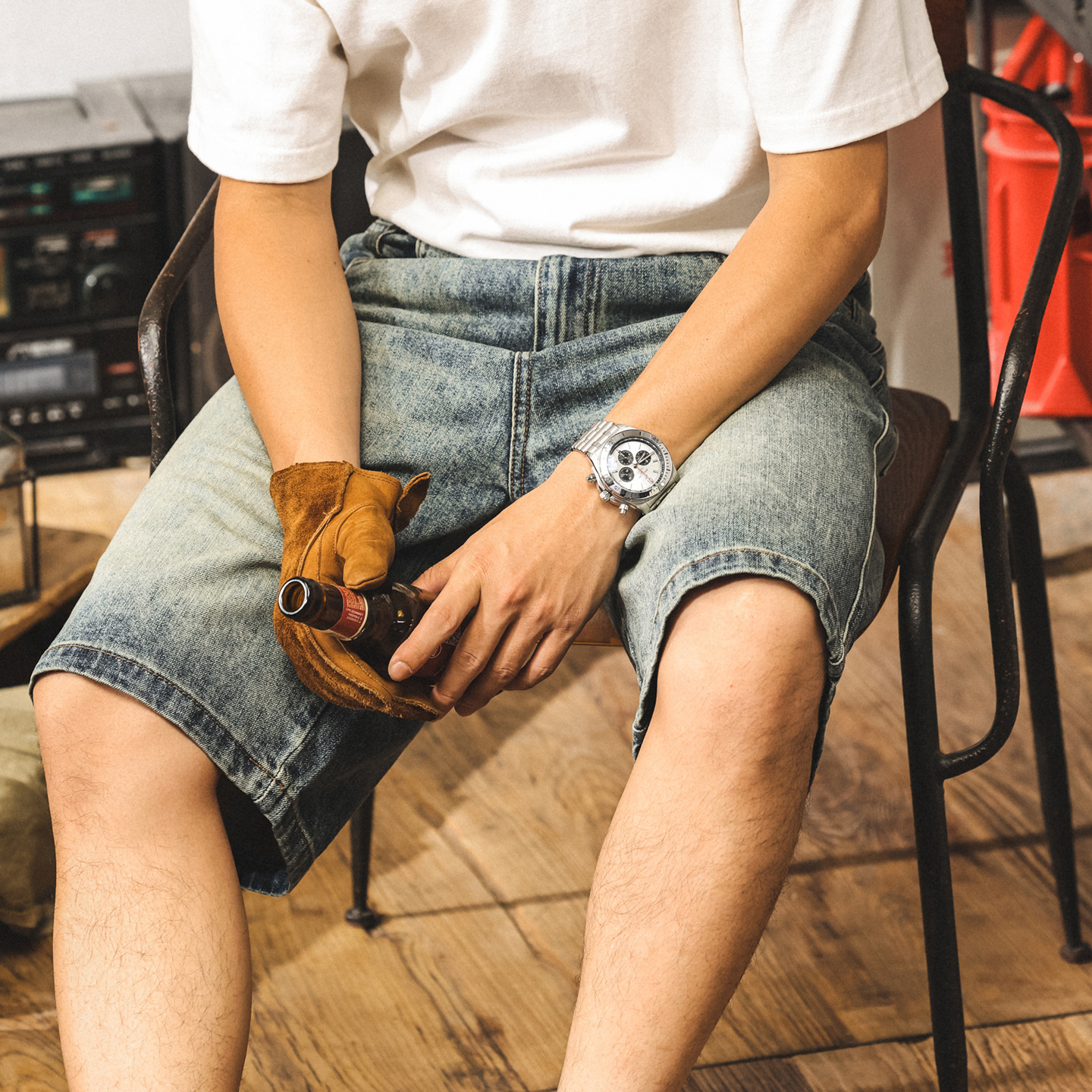 美式復古水洗牛仔短褲男夏季新款2025潮牌五分褲寬鬆直筒休閒中褲