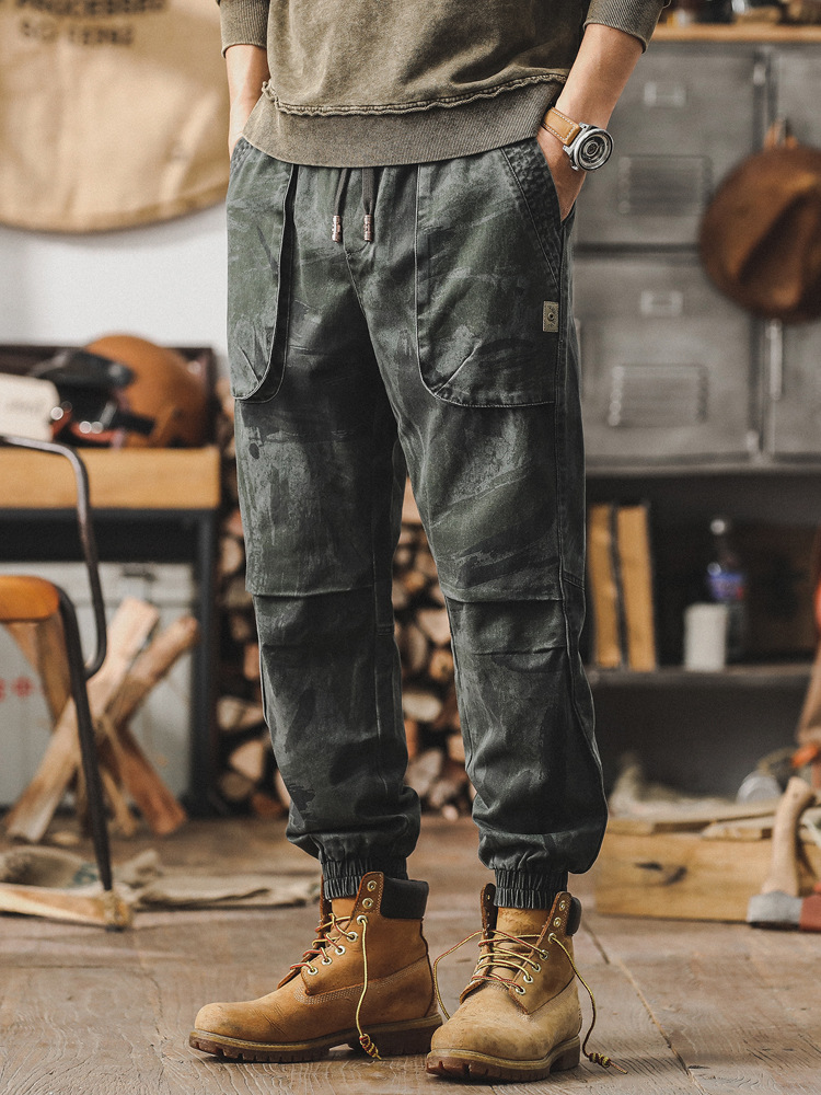 杰雷諾叢林獵裝工裝褲男春秋款寬鬆直筒男士休閒褲潮牌春季束腳褲