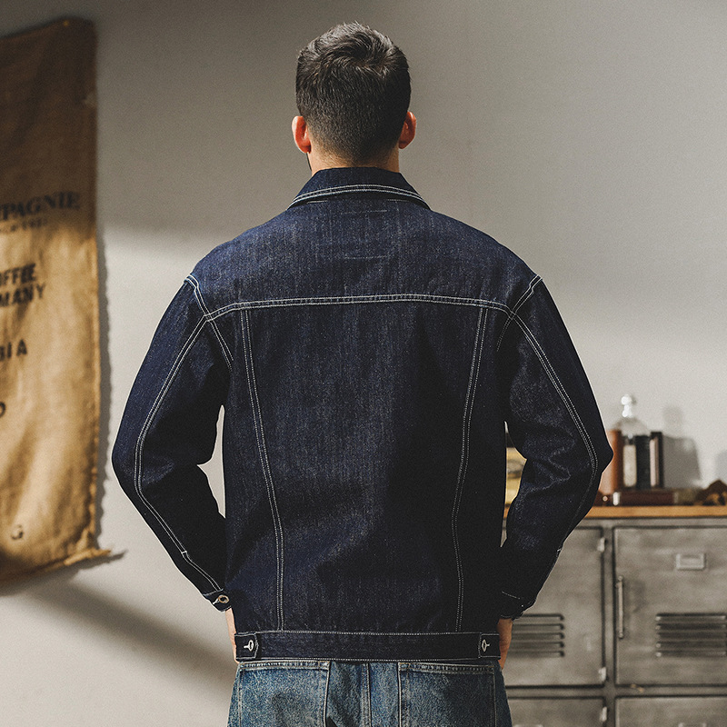 傑雷諾美式復古重磅賽絡紡牛仔外套男春秋款寬鬆潮流帥氣工裝夾克