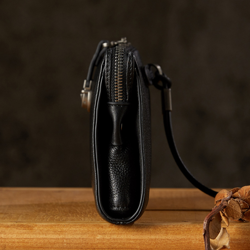 手工牛皮男士手拿包休閒商務真皮長款錢包頭層牛皮時尚潮流手機包