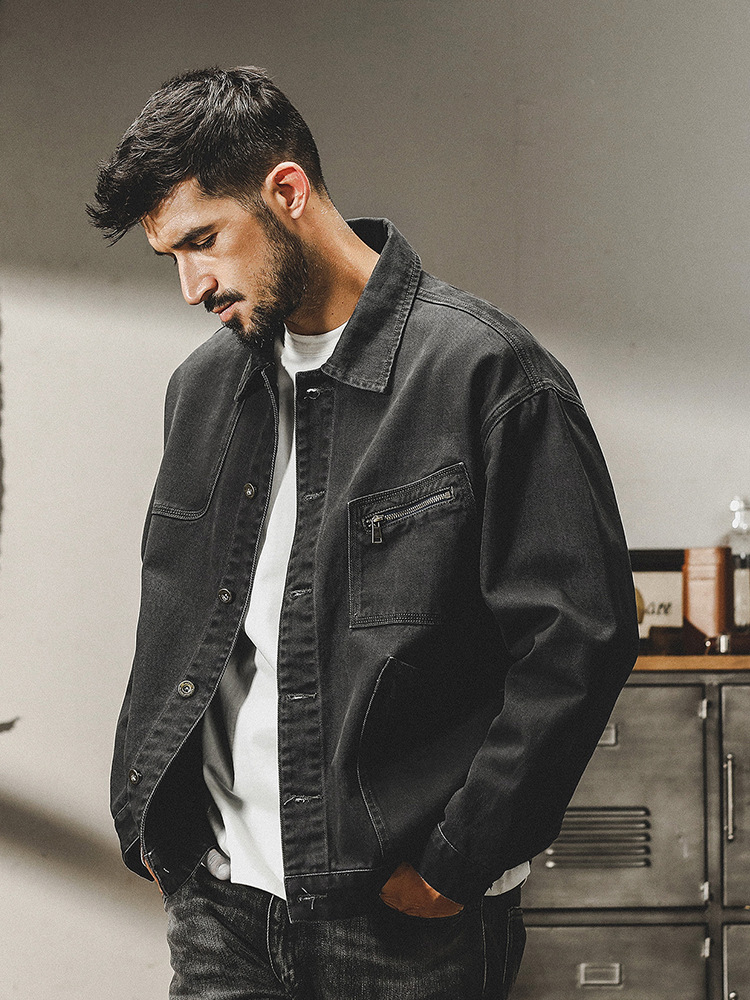 365g重磅復古美式工裝夾克男春季潮牌寬鬆硬漢獵裝休閒外套男春秋