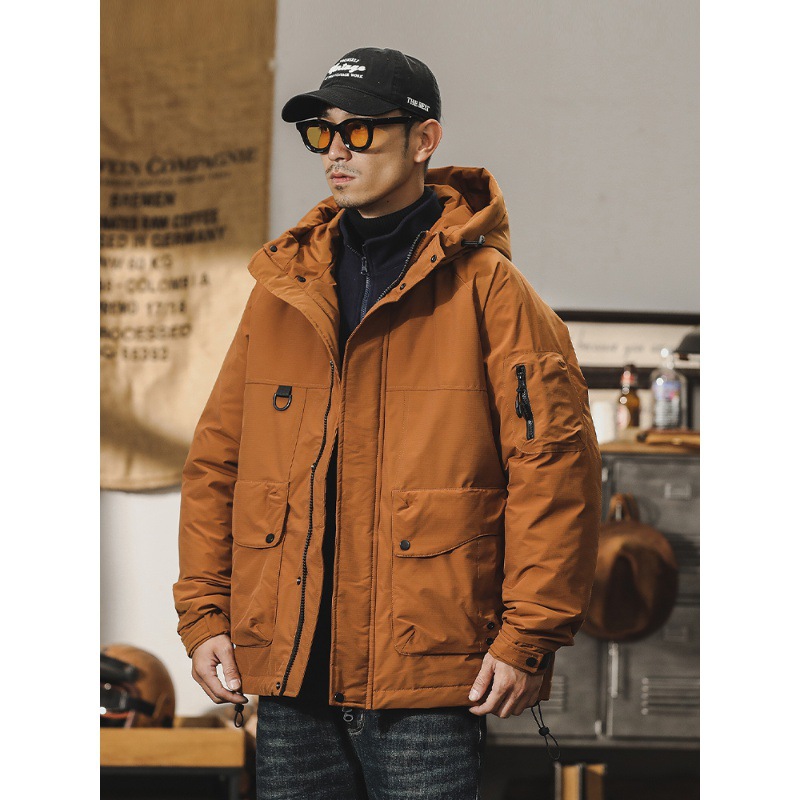 新國標90鴨絨羽絨服男冬季戶外機能工裝外套保暖加厚連帽衝鋒衣男