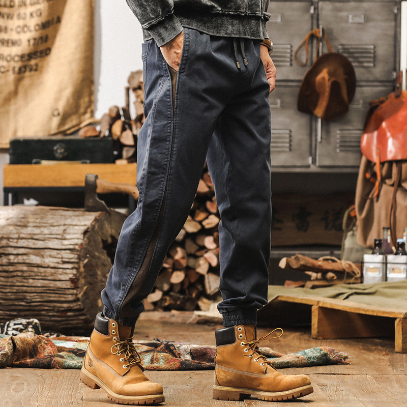 美式復古拼接工裝褲子男寬鬆直筒秋季2025新款戶外潮牌男士休閒褲
