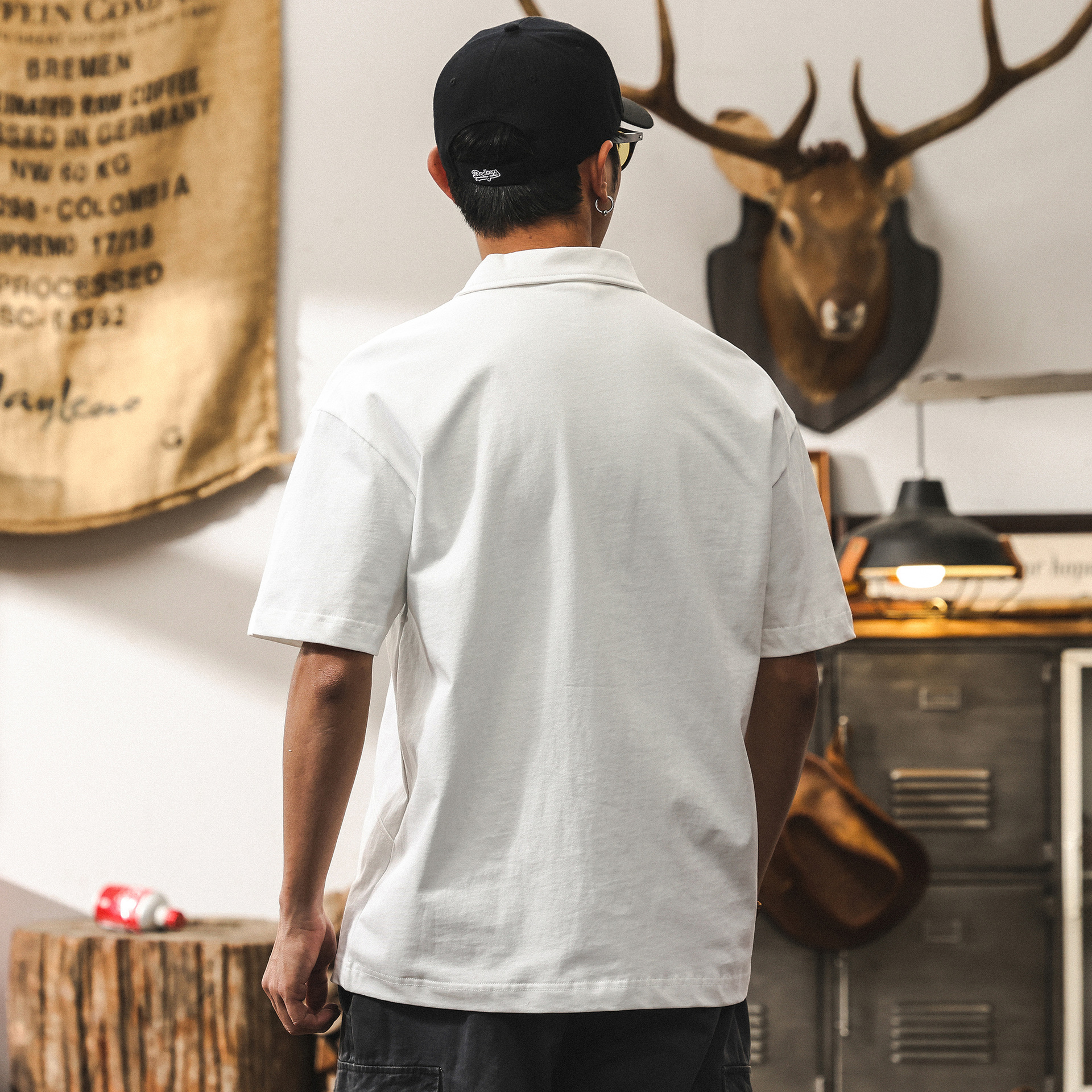 美式復古基礎純色短袖Polo衫男夏季重磅T恤男款潮牌寬鬆上衣