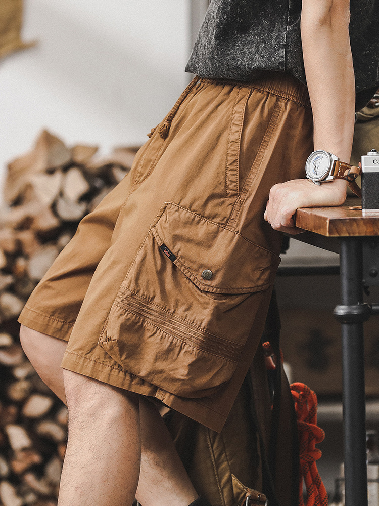 美式薄款工裝短褲男夏季2024新款潮流寬鬆中褲男士休閒五分褲男款