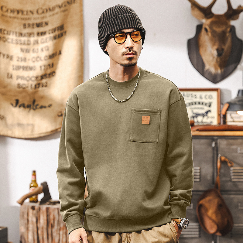 美式復古460g重磅衛衣男秋冬款加厚2024新款潮牌簡約男士寬鬆上衣