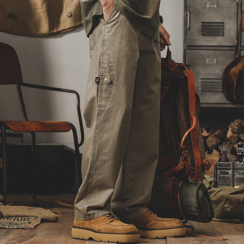 傑雷諾美式工裝褲子男春秋款寬鬆潮牌男士休閒褲秋季闊腿直筒褲男