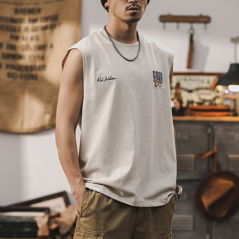 杰雷諾運動健身背心男夏季潮牌新中式坎肩上衣寬鬆無袖T恤男