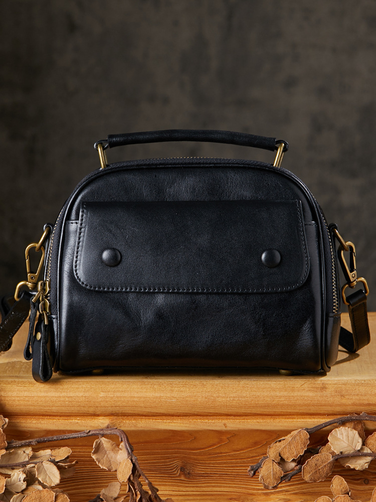 原創手工真皮男包通勤單肩斜挎包頭層植鞣牛皮復古休閒手提背包女