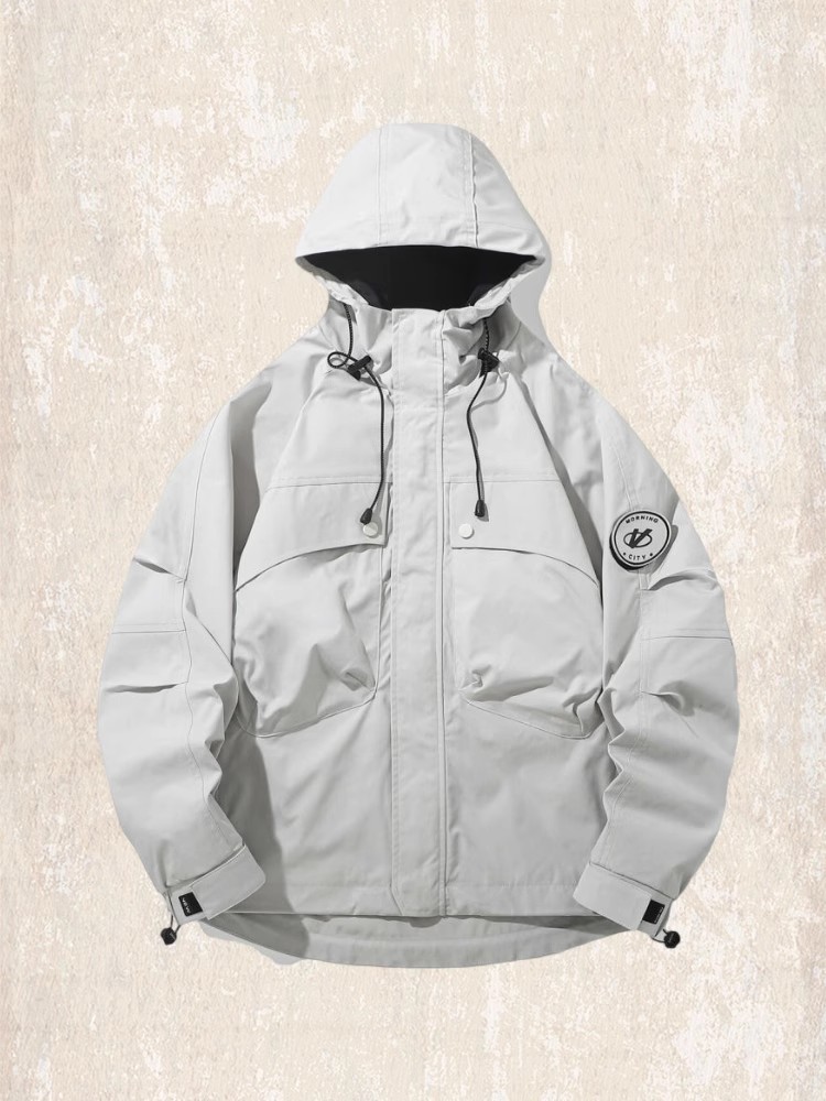 美式復古工裝外套男秋冬2024新款城市戶外通勤衝鋒衣男寬鬆夾克男