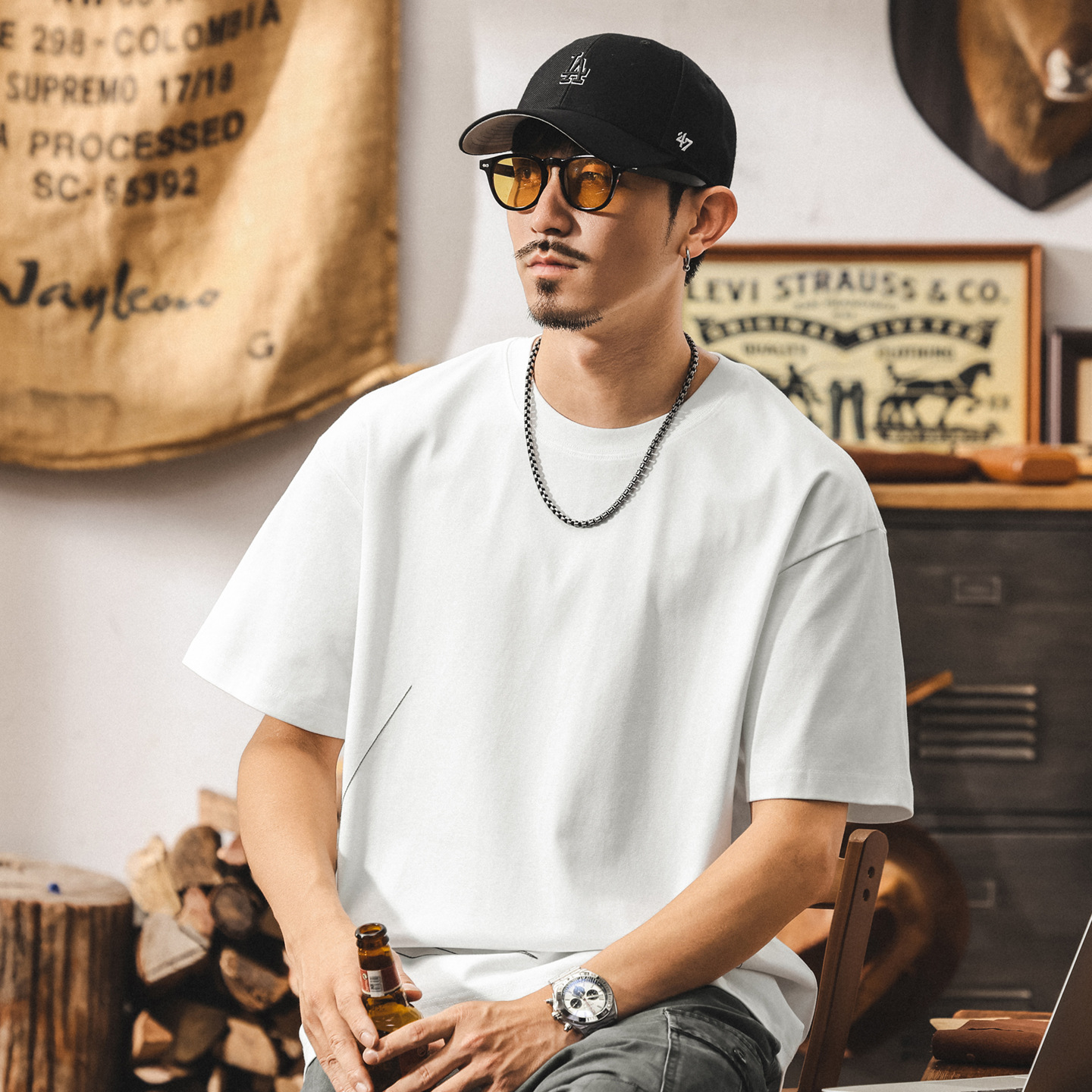 夏季潮流涼感抑菌冰絲t恤男2025新款運動速幹防曬短袖男寬鬆上衣T