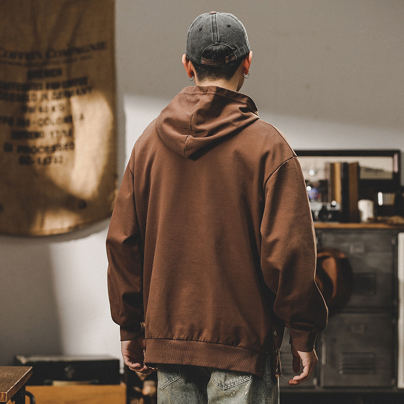春秋新款美式衛衣男春季2024新款潮牌設計款衣服潮流連帽外套男款