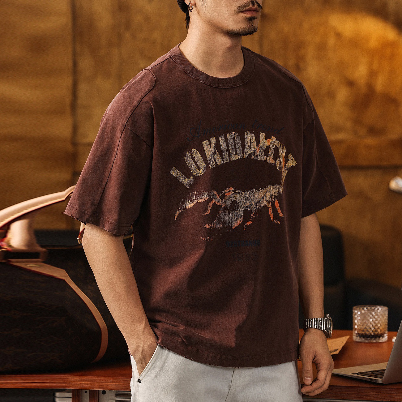 美式復古水洗280g重磅T恤短袖男款夏季潮流新款寬鬆半袖男裝上衣