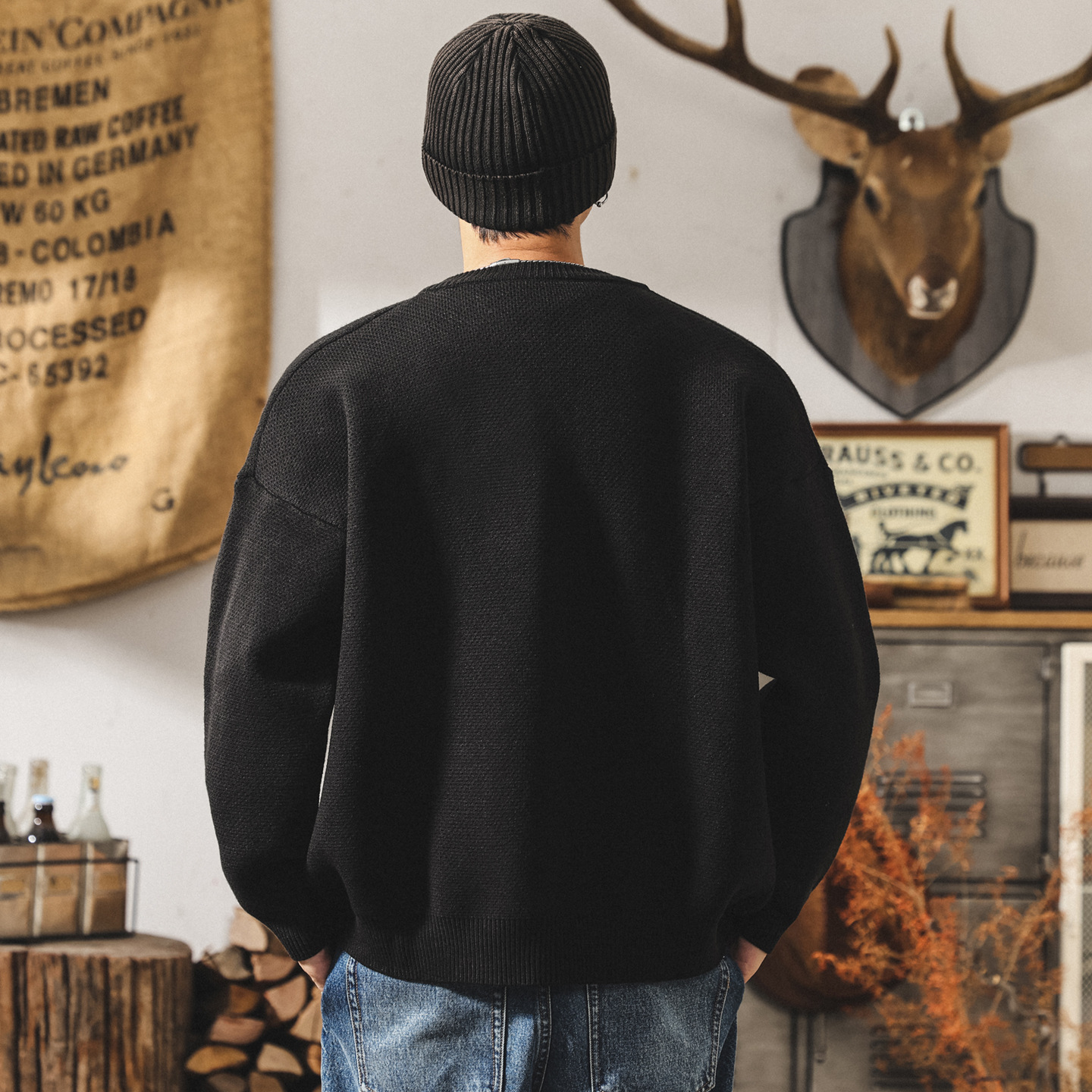 美式復古加厚開衫毛衣男款冬季保暖毛線衣男士寬鬆潮牌針織衫外套