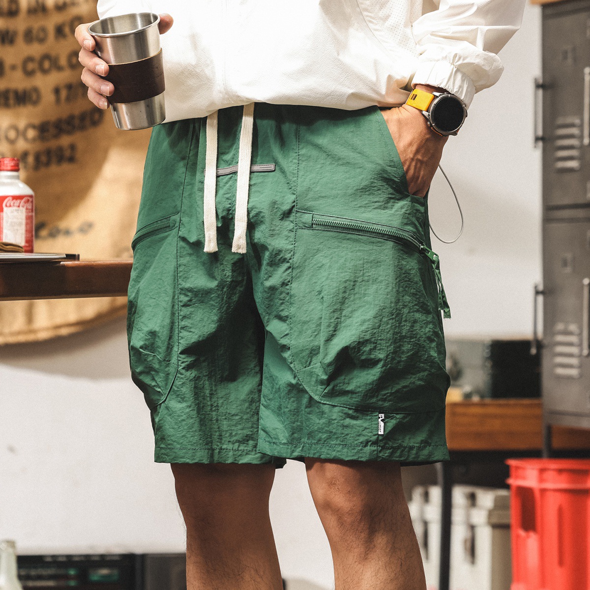 冰絲速幹工裝短褲男2025夏季新款潮牌褲子男寬鬆山系美式五分中褲