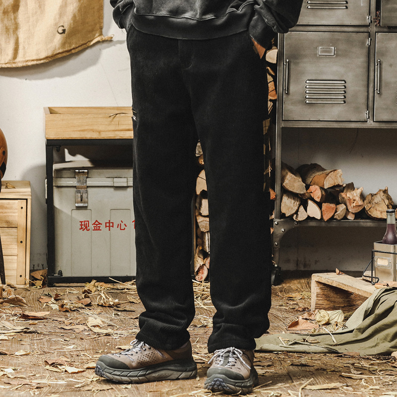 美式重磅復古工裝褲男冬季厚款寬鬆直筒潮流燈芯絨休閒褲男秋冬款