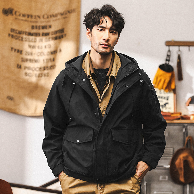 美式復古工裝外套男秋季2024新款潮牌獵裝機能夾克戶外男款衝鋒衣