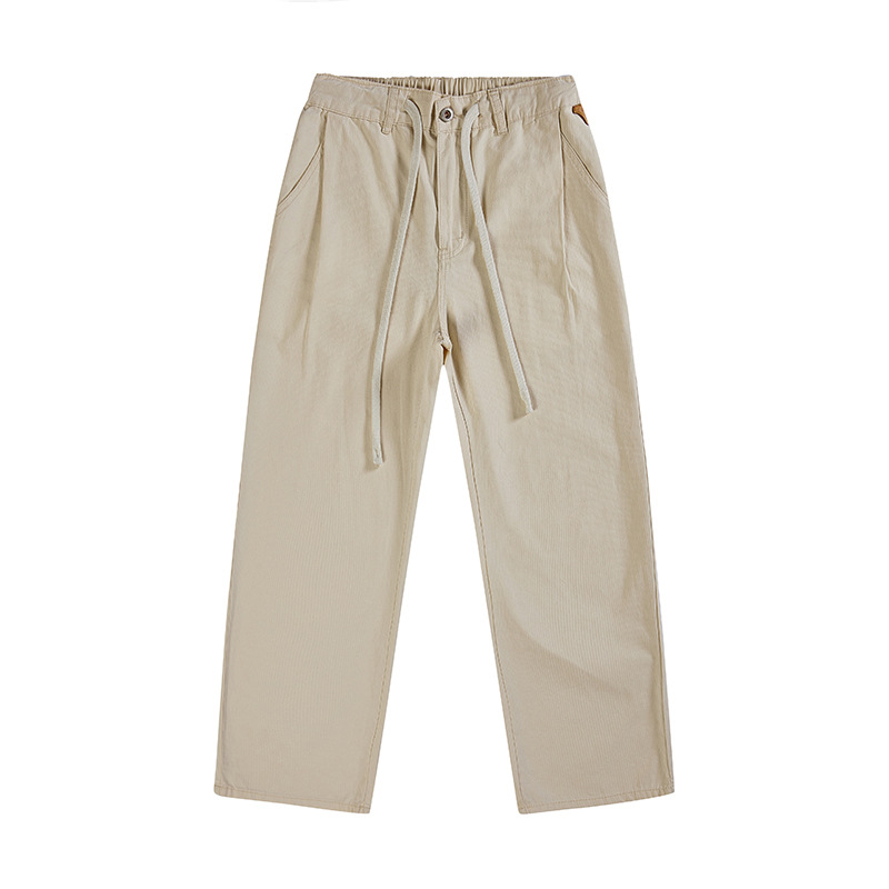 杰雷諾冰感提花夏季薄款休閒褲子男寬鬆潮牌百搭直筒褲男長褲