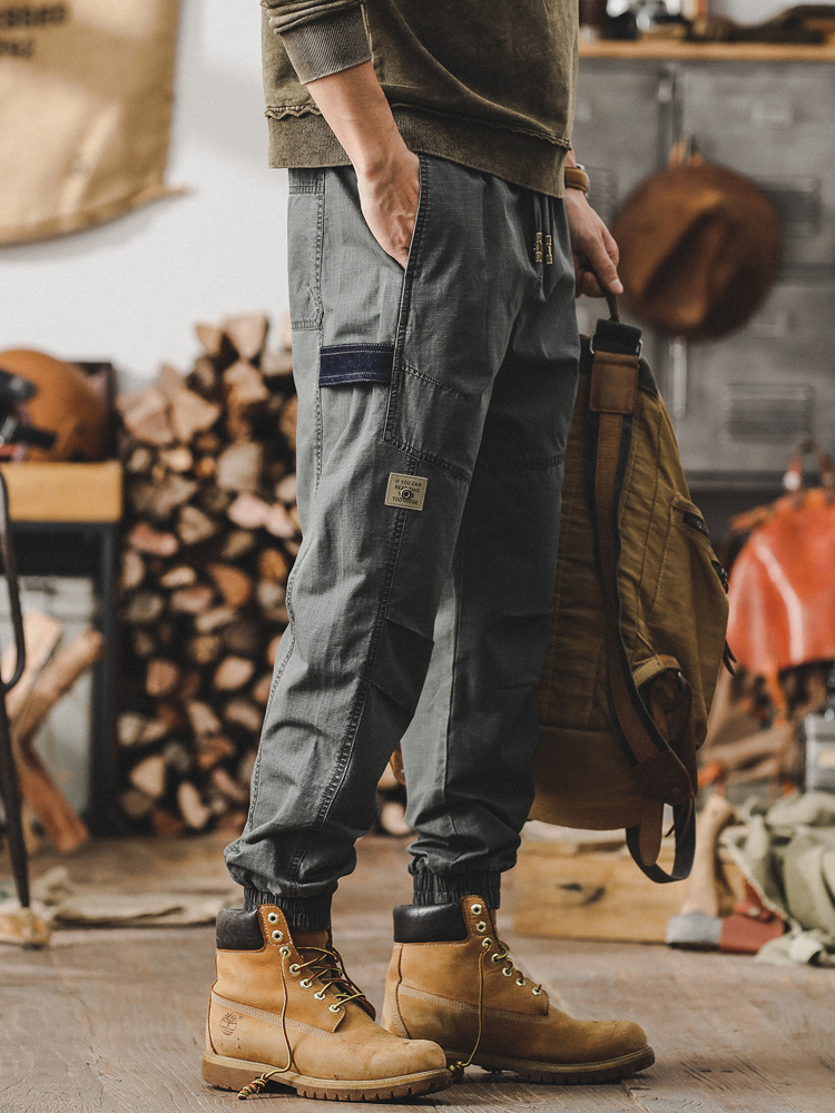 春季新款潮牌工裝褲子男春季寬鬆直筒男士休閒褲痞帥潮流束腳褲男