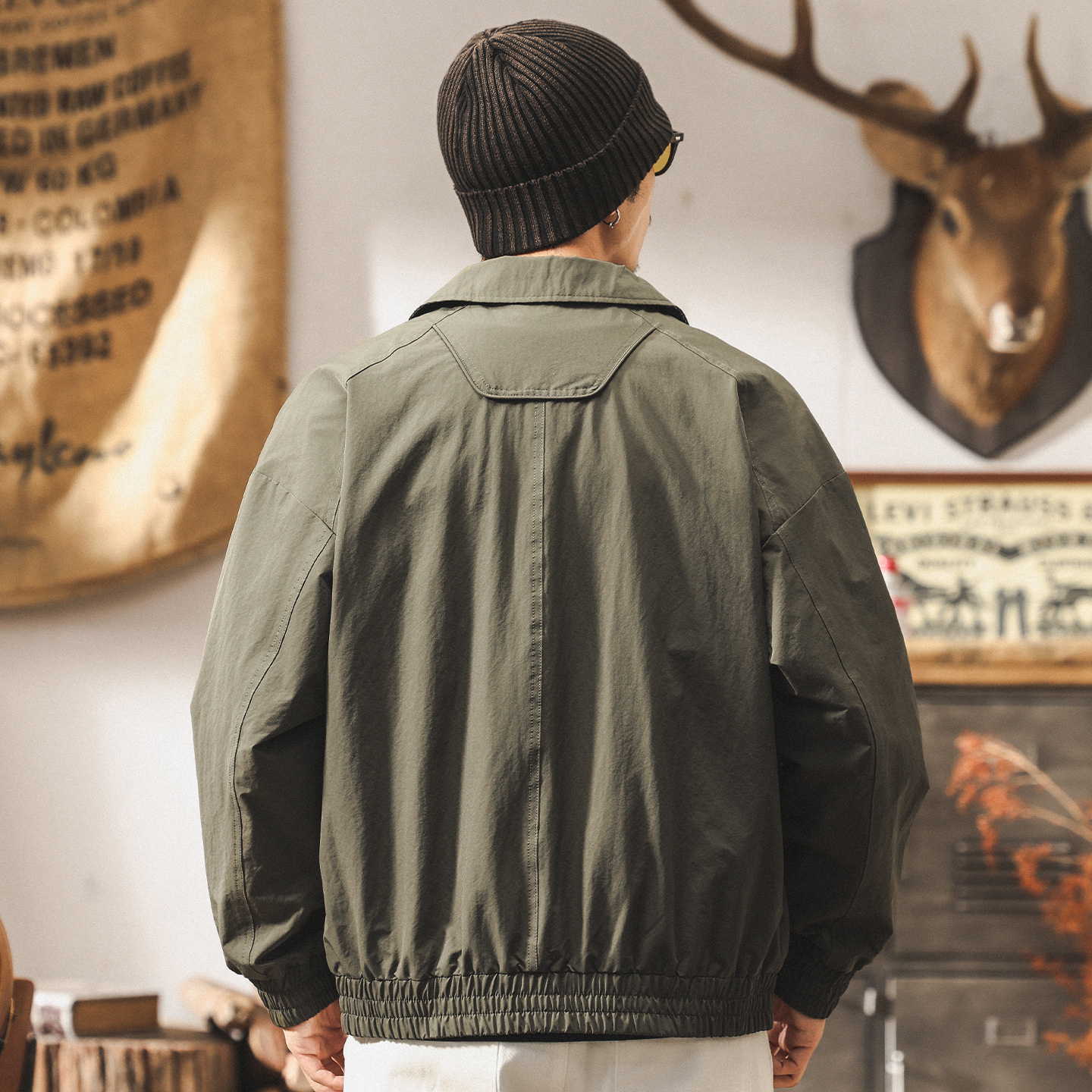 【雙面穿】美式復古春秋教練夾克男2025新款寬鬆行政休閒男士外套