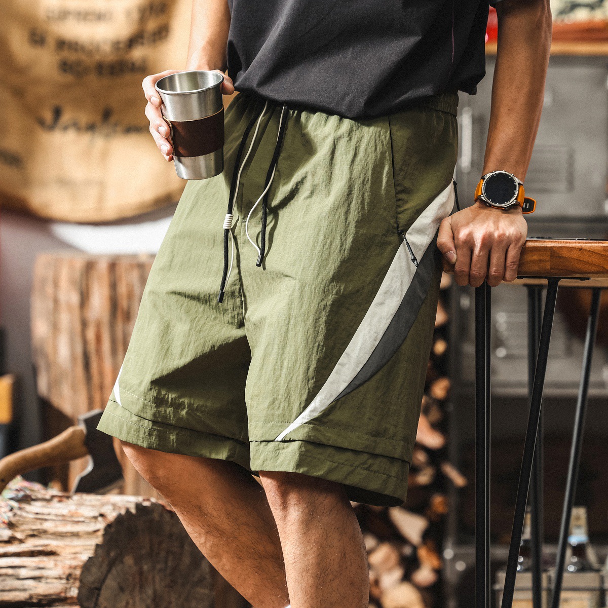 冰絲涼感運動短褲男款夏季潮牌戶外騎行速幹中褲寬鬆薄款五分褲男