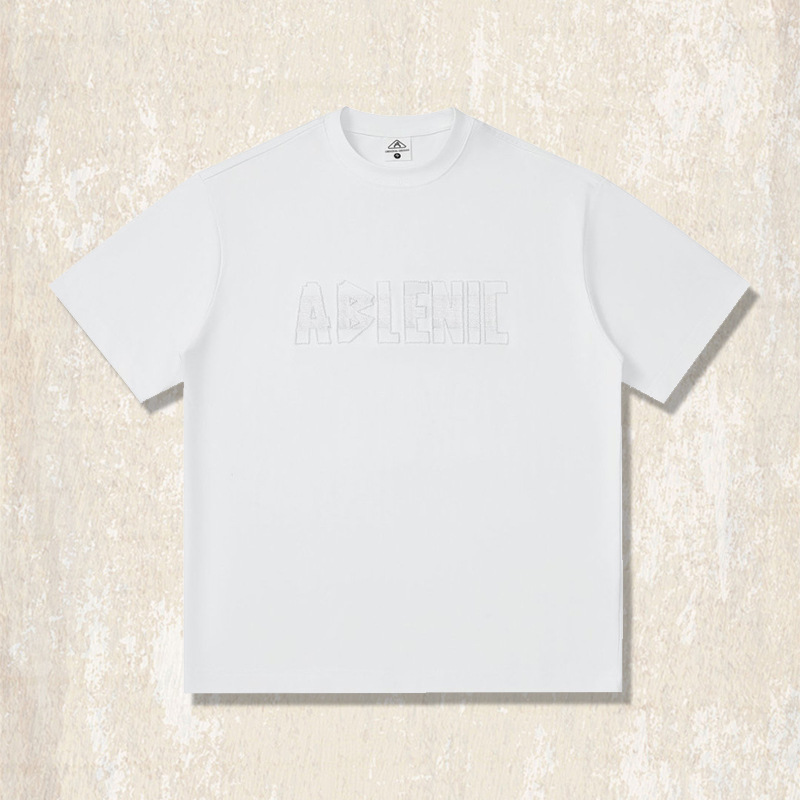 美式復古科技涼感T恤男夏季刺繡短袖男款潮牌寬鬆酒紅色大碼上衣T