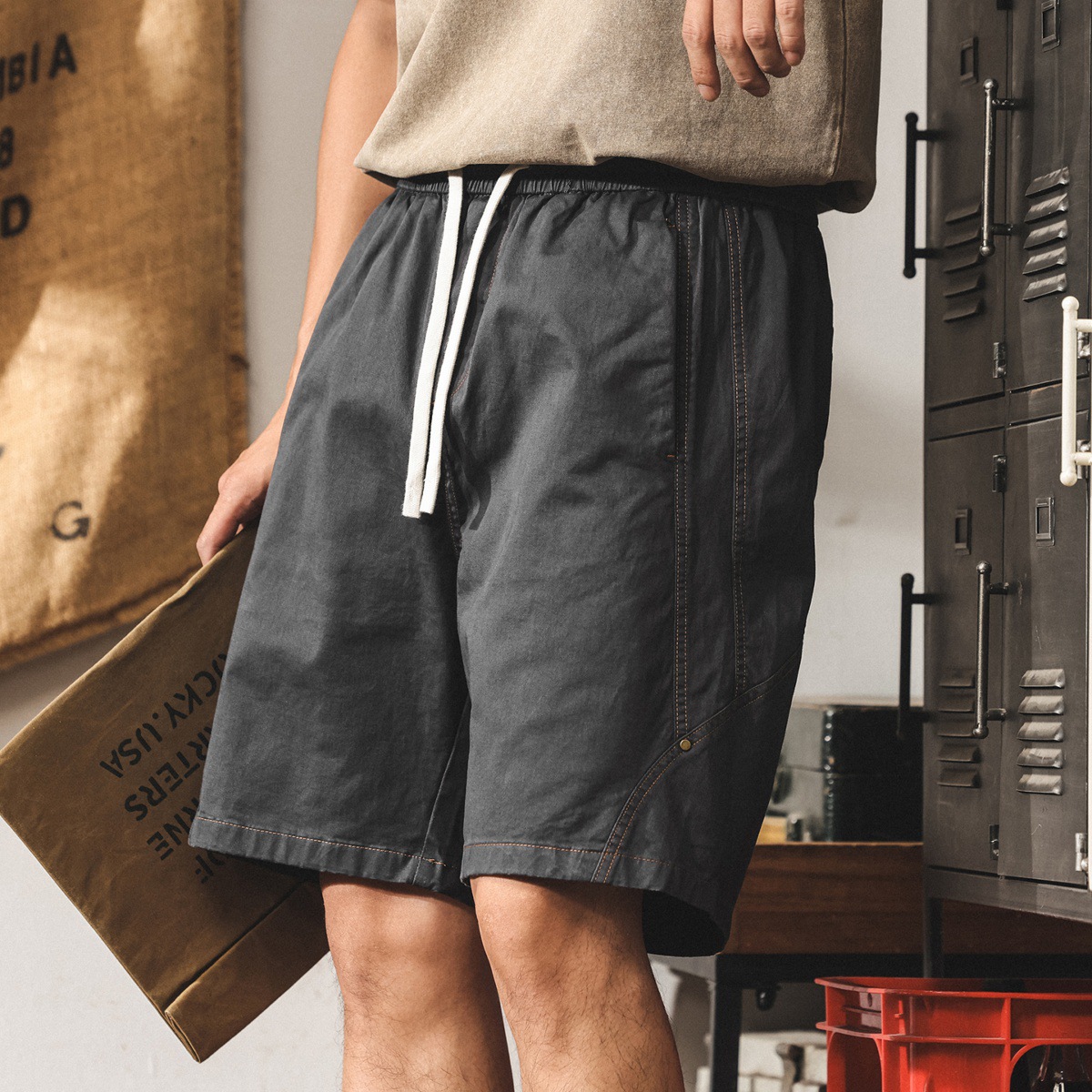 美式復古戶外運動短褲男新款夏季潮牌寬鬆五分褲直筒薄款休閒中褲